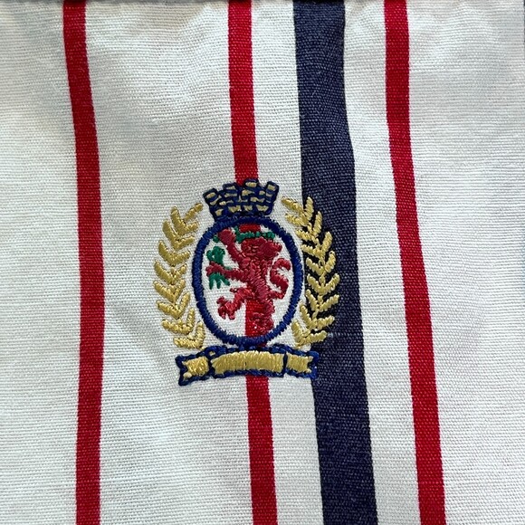 Tommy Hilfiger Vintage Red White Blue Striped Button Front Shirt BDC - Picture 6 of 7